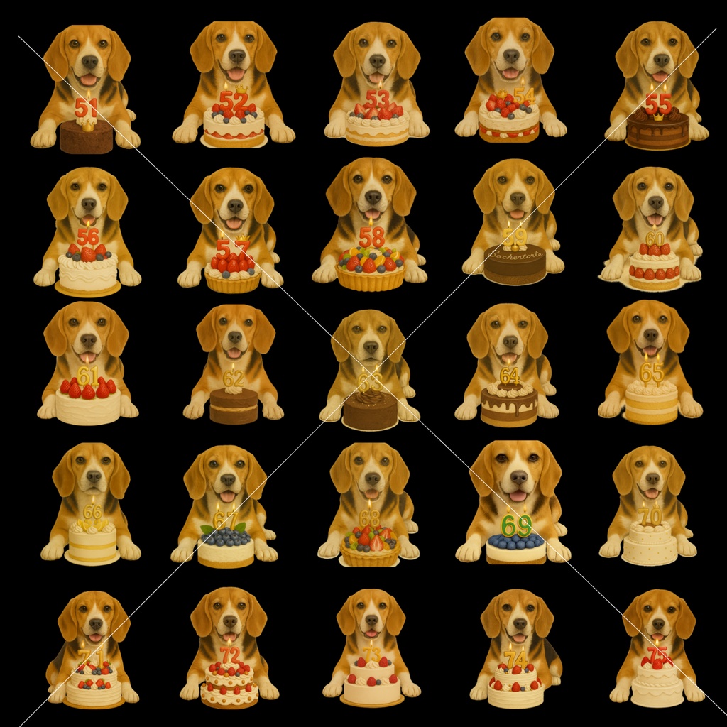 ビーグルイラスト素材集 150種類/背面透過済み/PDFデータ/PNGデータ