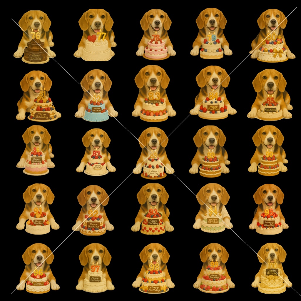 ビーグルイラスト素材集 150種類/背面透過済み/PDFデータ/PNGデータ