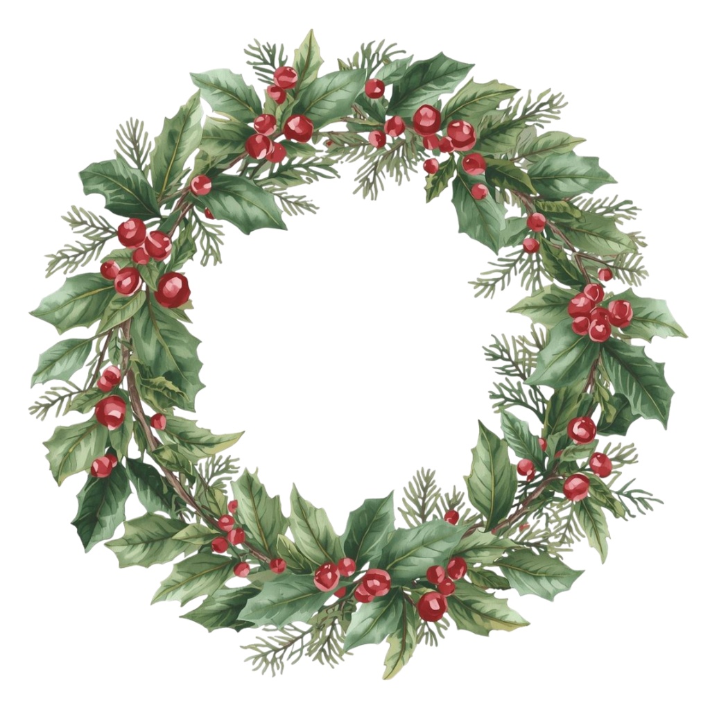 アンティークタッチの水彩クリスマス15PNGコレクション