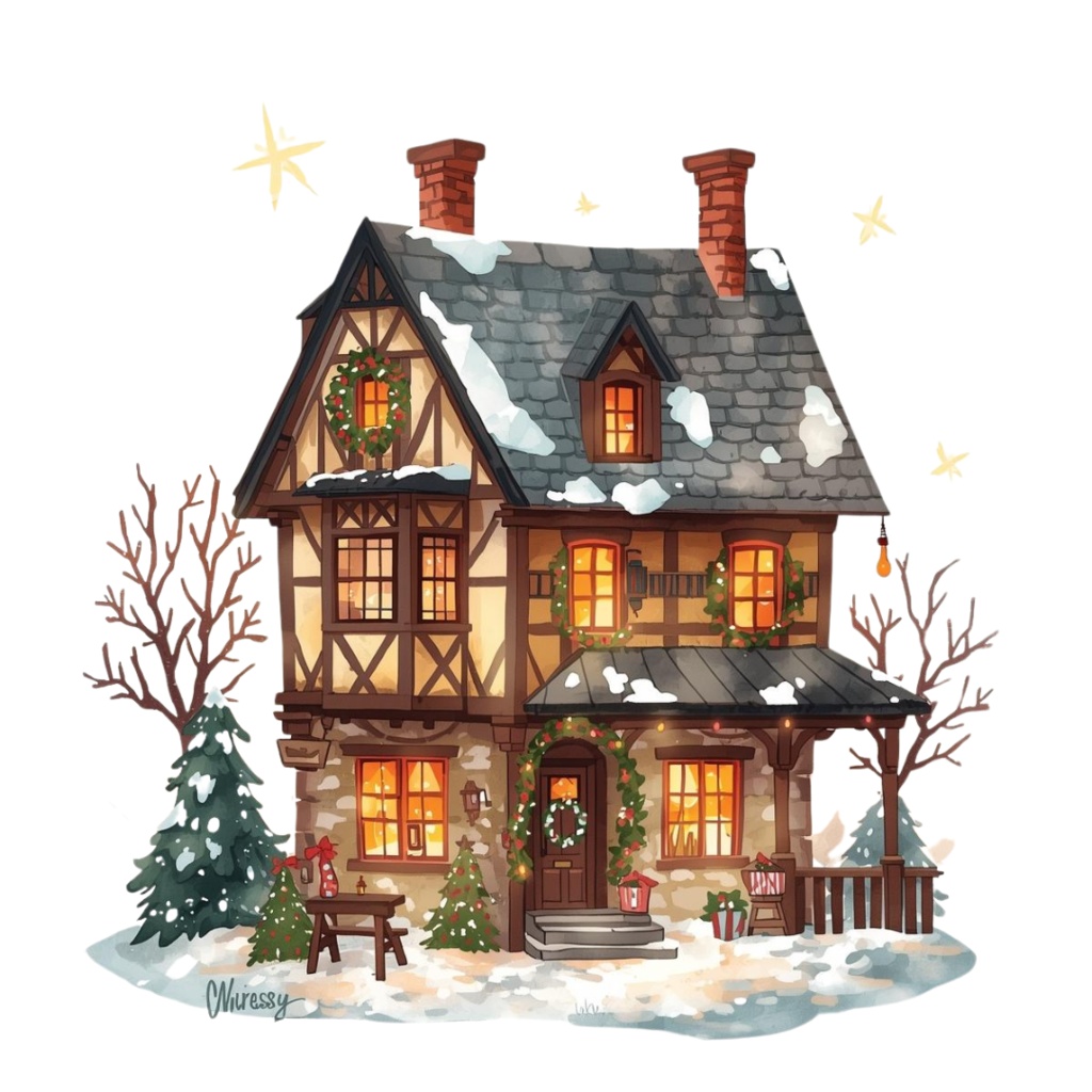 アンティークタッチの水彩クリスマス15PNGコレクション