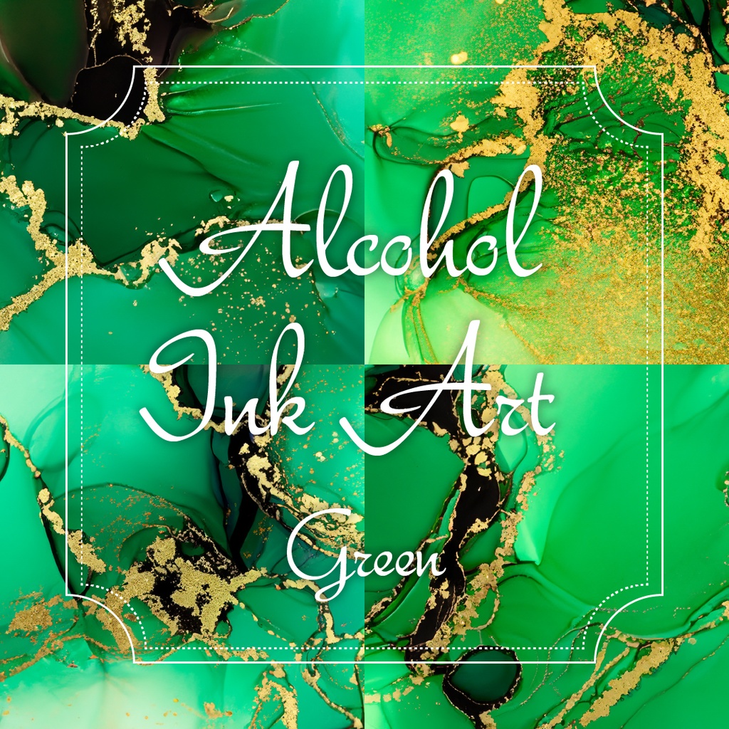 アルコールインクアート風素材-緑
