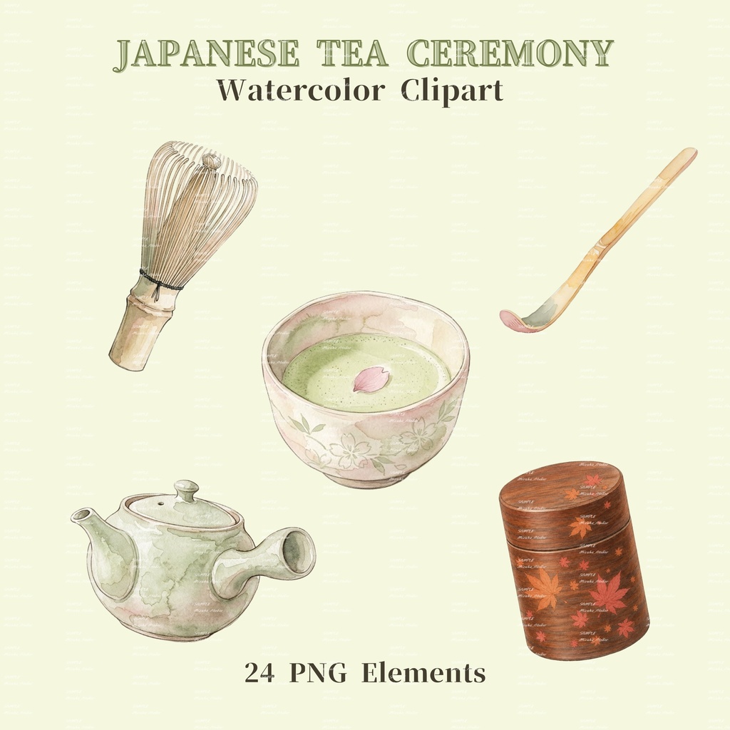 Japanese Tea Ceremony Watercolor Clipart