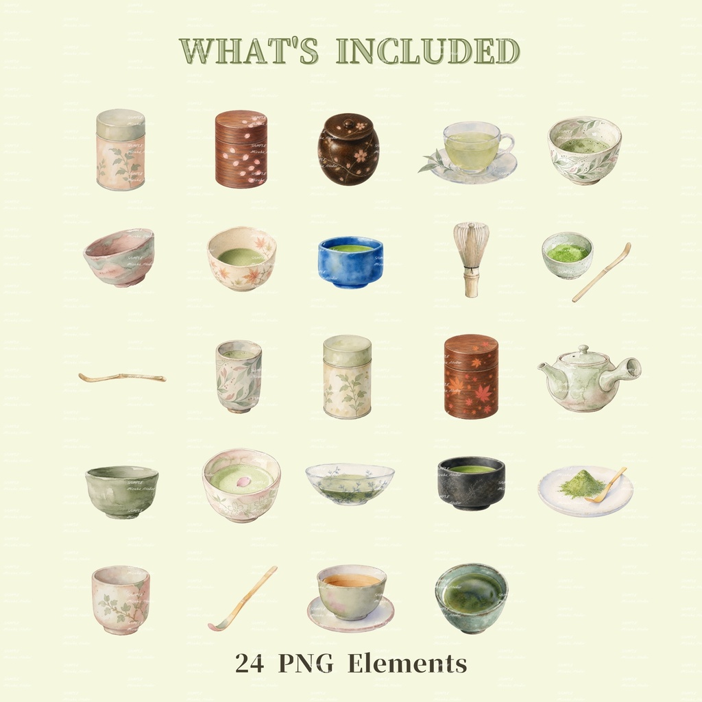 Japanese Tea Ceremony Watercolor Clipart