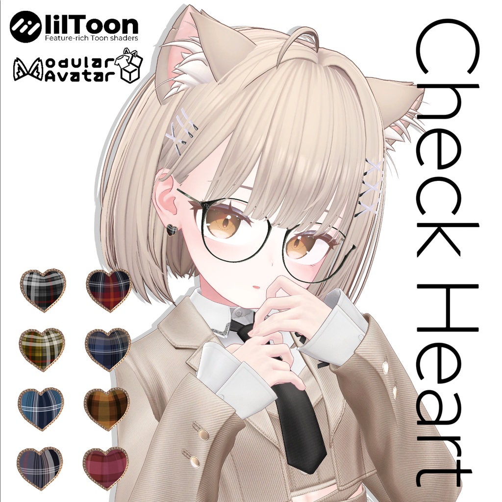 🌟販売記念セール 10/31-11/2🌟【MA対応】チェックハートピアス -Check Heart Piercing-