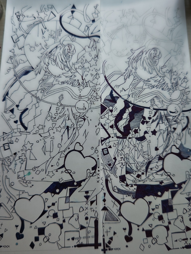 ほぼA4サイズのこいし絵たち(2枚)  額縁