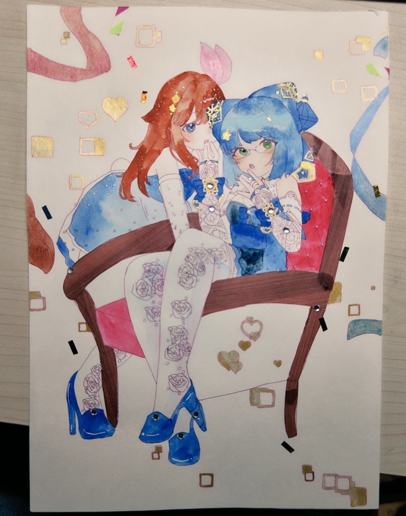 えーそら  ドレスな2人    A4サイズ  額縁
