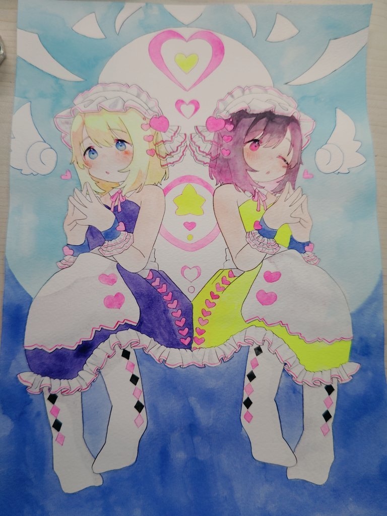 メイド双子さん   A4サイズ   額縁