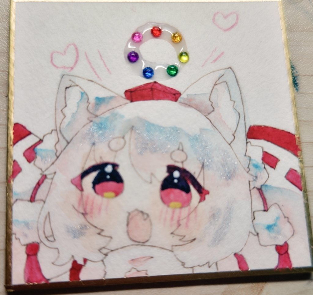 虹の円ともみじちゃん   ミニ色紙