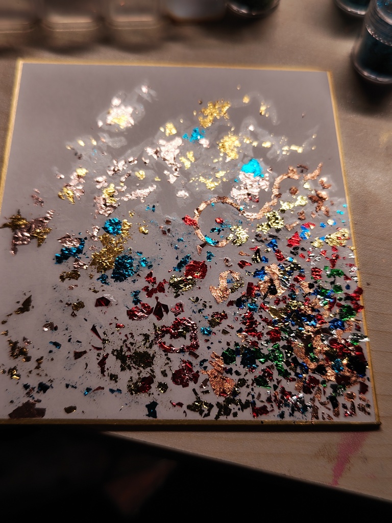 抽象画を目指した色紙    中色紙