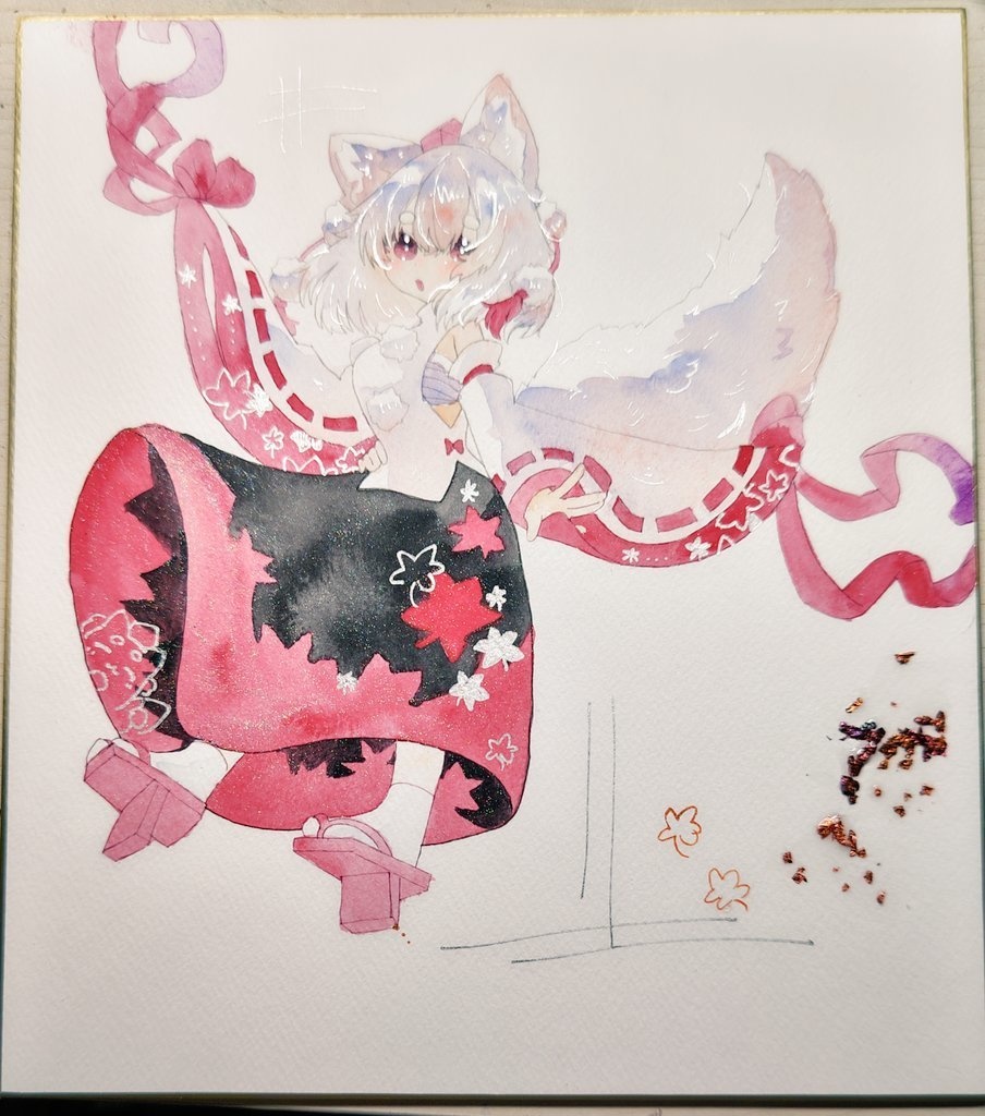 ふわっときらきらした椛ちゃん  大色紙  額縁