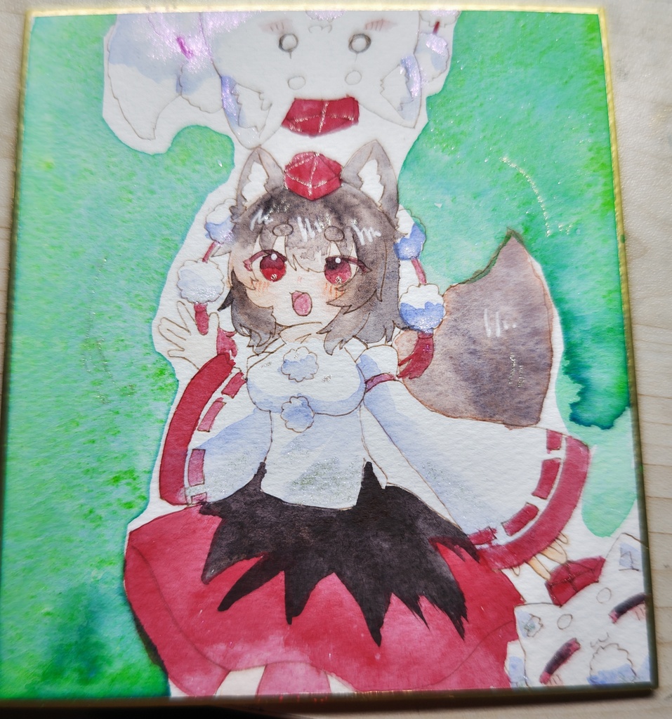こんにちはをしてるくろもみぢ   小色紙
