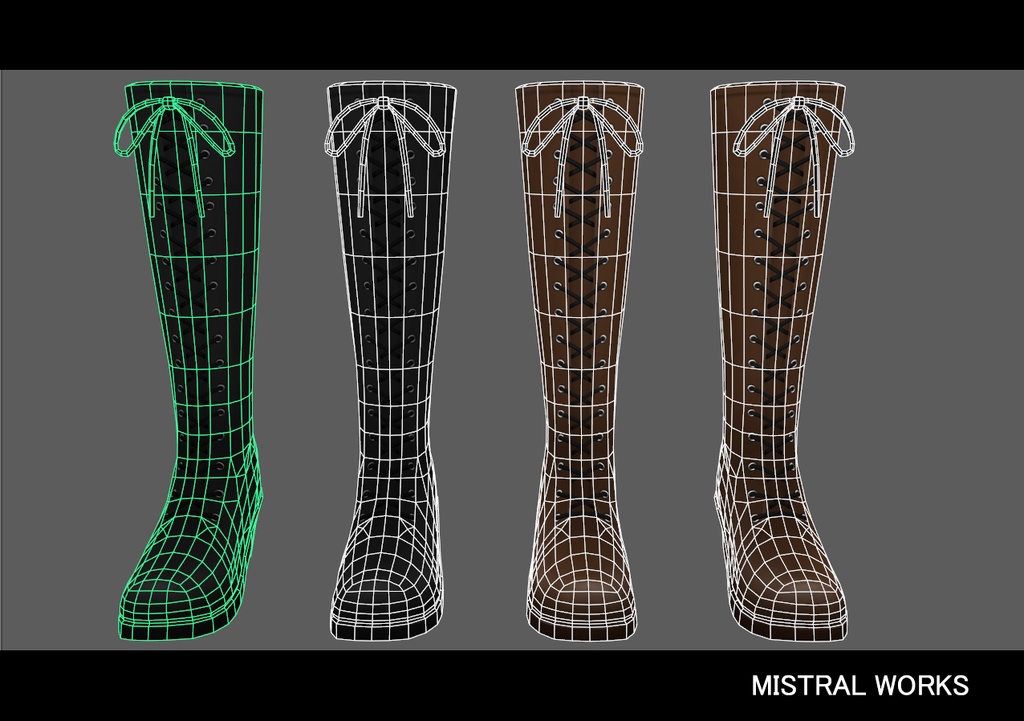 編み上げブーツ 2カラーセット