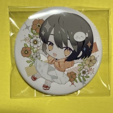 かろみえ缶バッジ白(ミニキャラ)