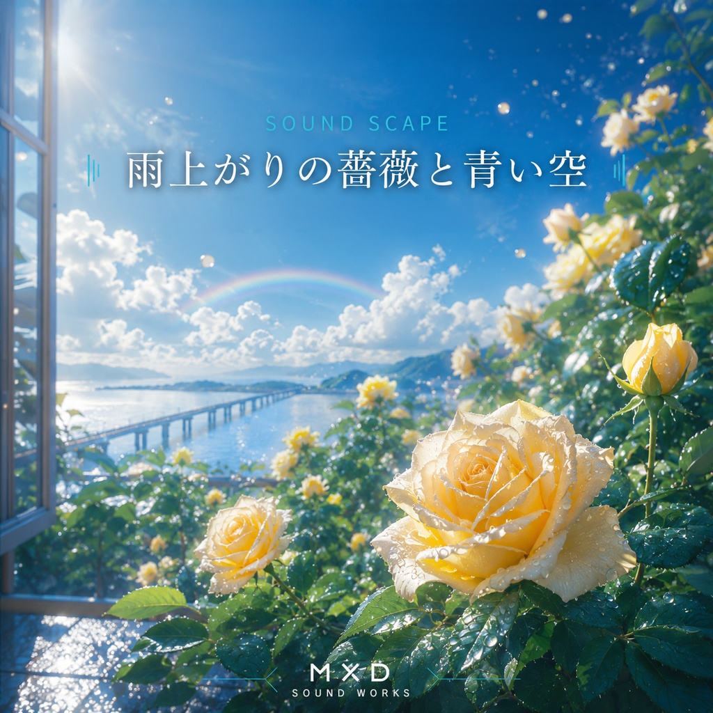 雨上がりの薔薇と青い空「サウンドスケープ」