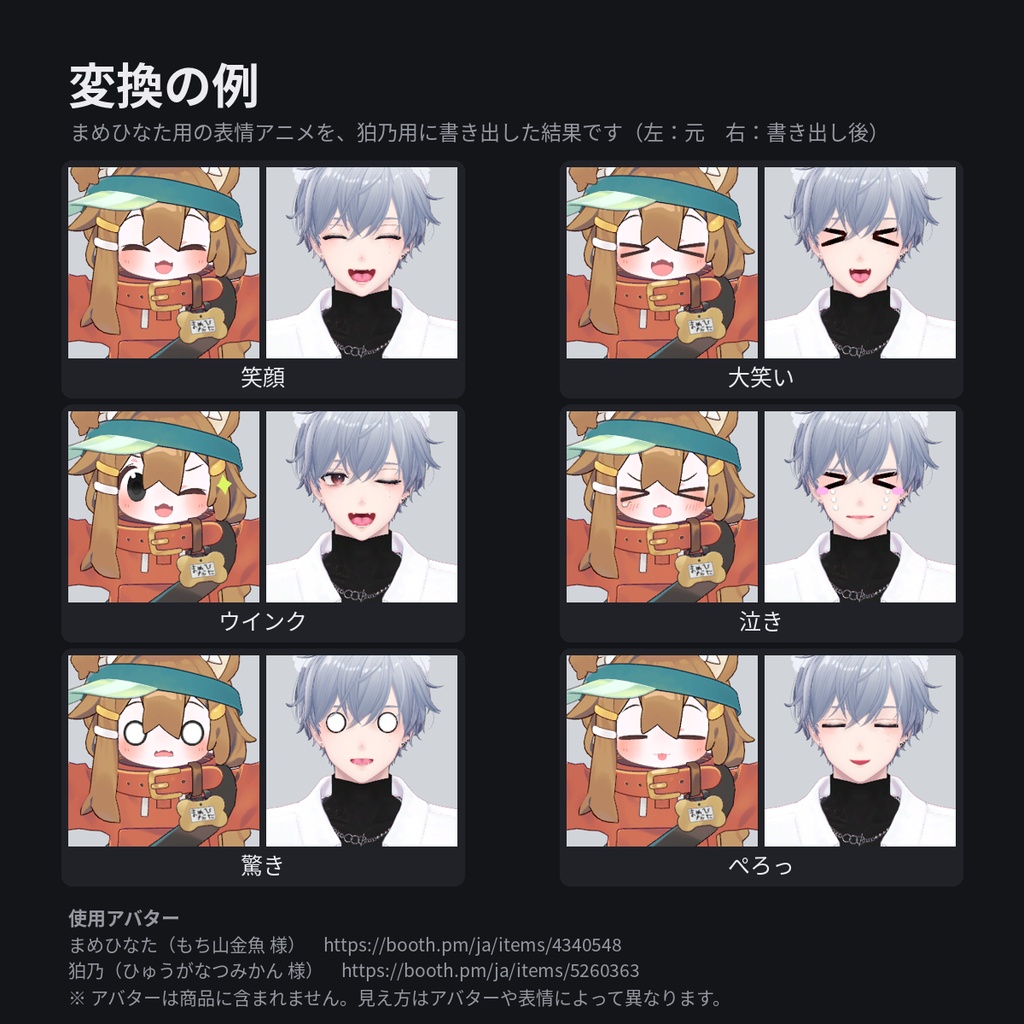 【VRChat】別のアバター用の表情アニメを、自分のアバター用に作り直すツール『表情うつし』