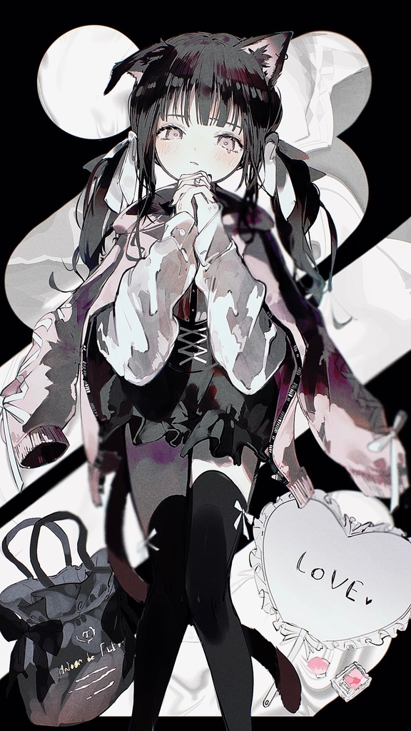 猫耳量産型女子(くろ) キーホルダー