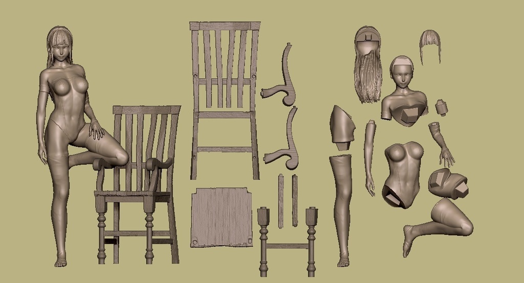 フィギュアSTLデータ「Take a rest」 STL file for 3D printing