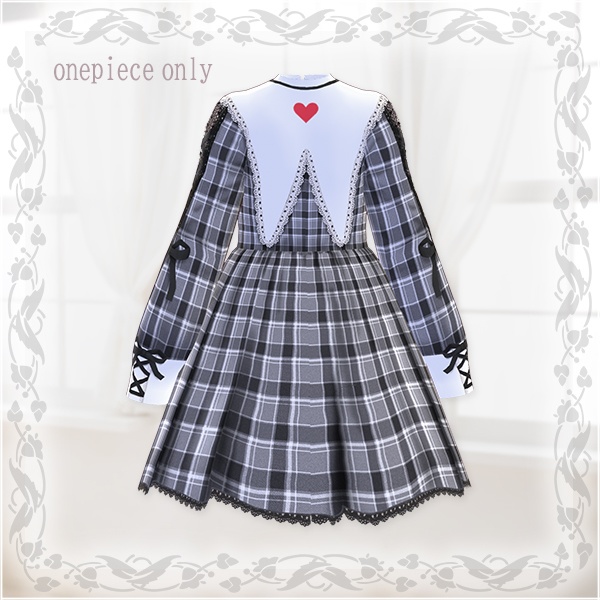 【Vroid βver】第2弾ワンピースのみ(チェック柄グレー)【テクスチャ】