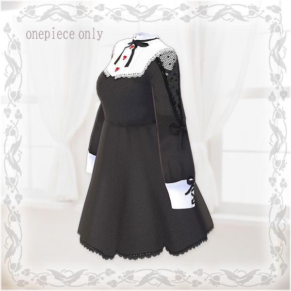 【Vroid βver】第2弾ワンピースのみ(ブラック無地)【テクスチャ】