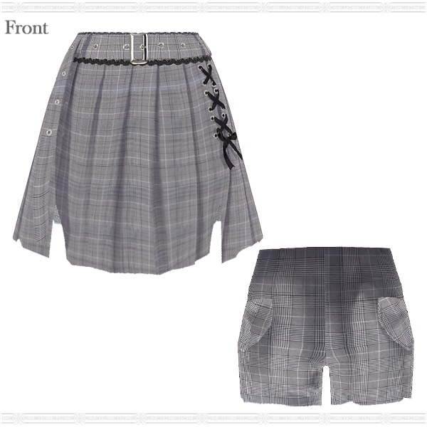 【VRoid用】レースアップスリットプリーツスカパン