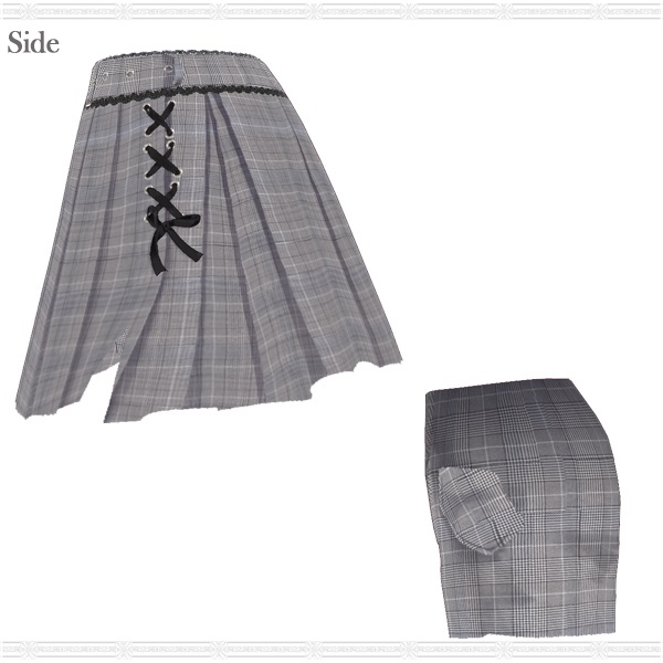【VRoid用】レースアップスリットプリーツスカパン