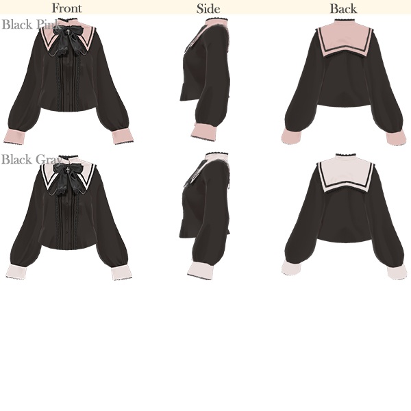 【VRoid用】十字架セーラー襟ブラウス