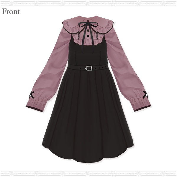 【VRoid用】丸襟ジャンスカ重ね着風ワンピース