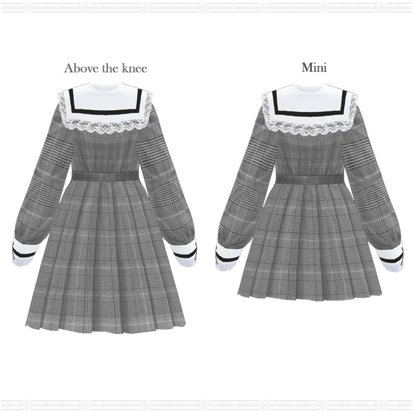 【VRoid用】レースリボン学園セーラーワンピース(新仕様・追加カラー)