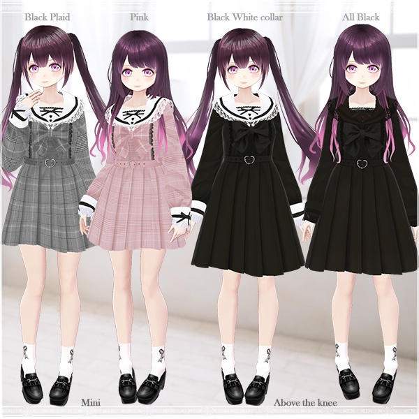 【VRoid用】レースリボン学園セーラーワンピース(新仕様・追加カラー)