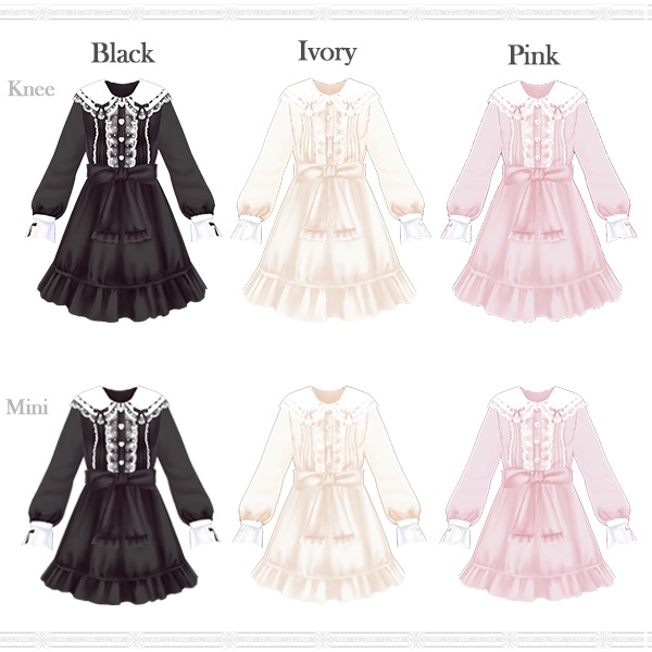 【VRoid用】大きめ丸襟はしごレースロリータワンピース