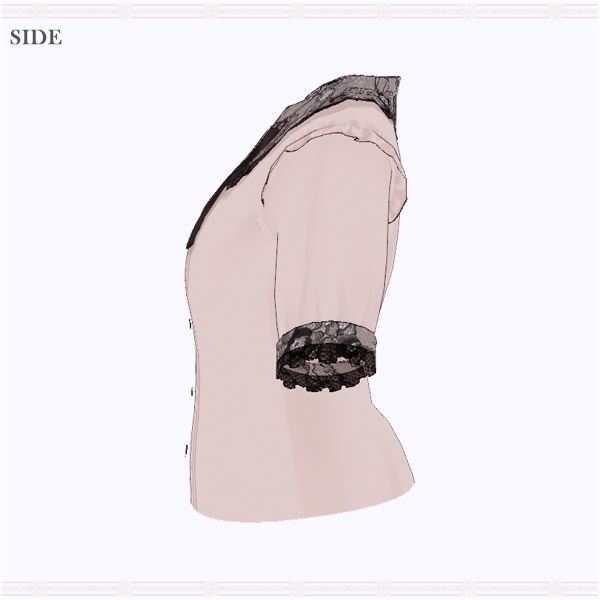 【VRoid用】レース重ねハートバックルリボンブラウス