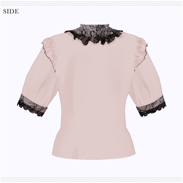 【VRoid用】レース重ねハートバックルリボンブラウス