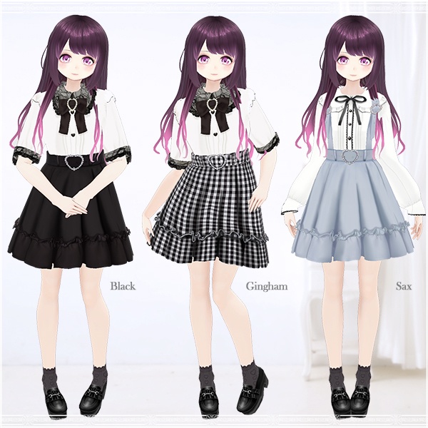 【VRoid用】ストーンバックルサスフリルスカート