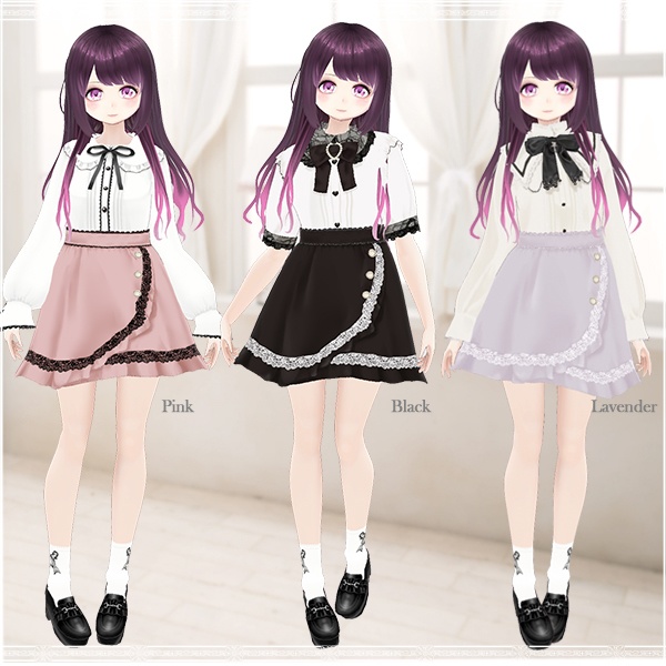 【VRoid用】ラップフリルレース台形スカート