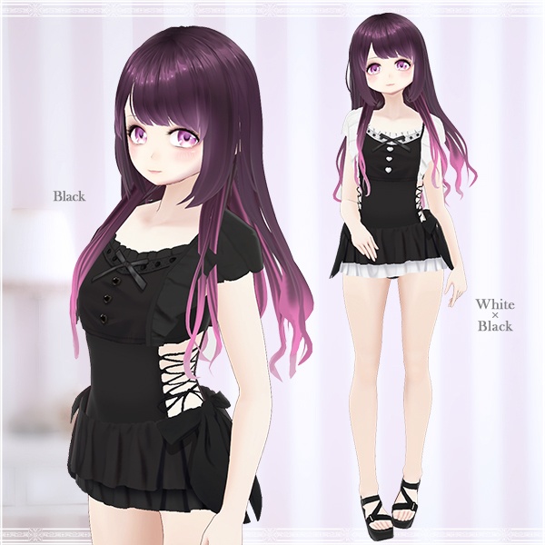 【VRoid用】サイドレースアップフリルワンピース水着