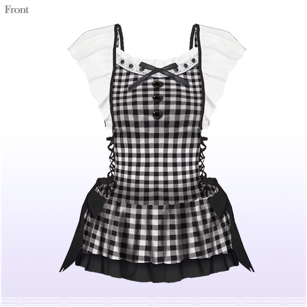 【VRoid用】サイドレースアップフリルワンピース水着