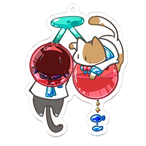さくらんぼねこアクリルキーホルダー