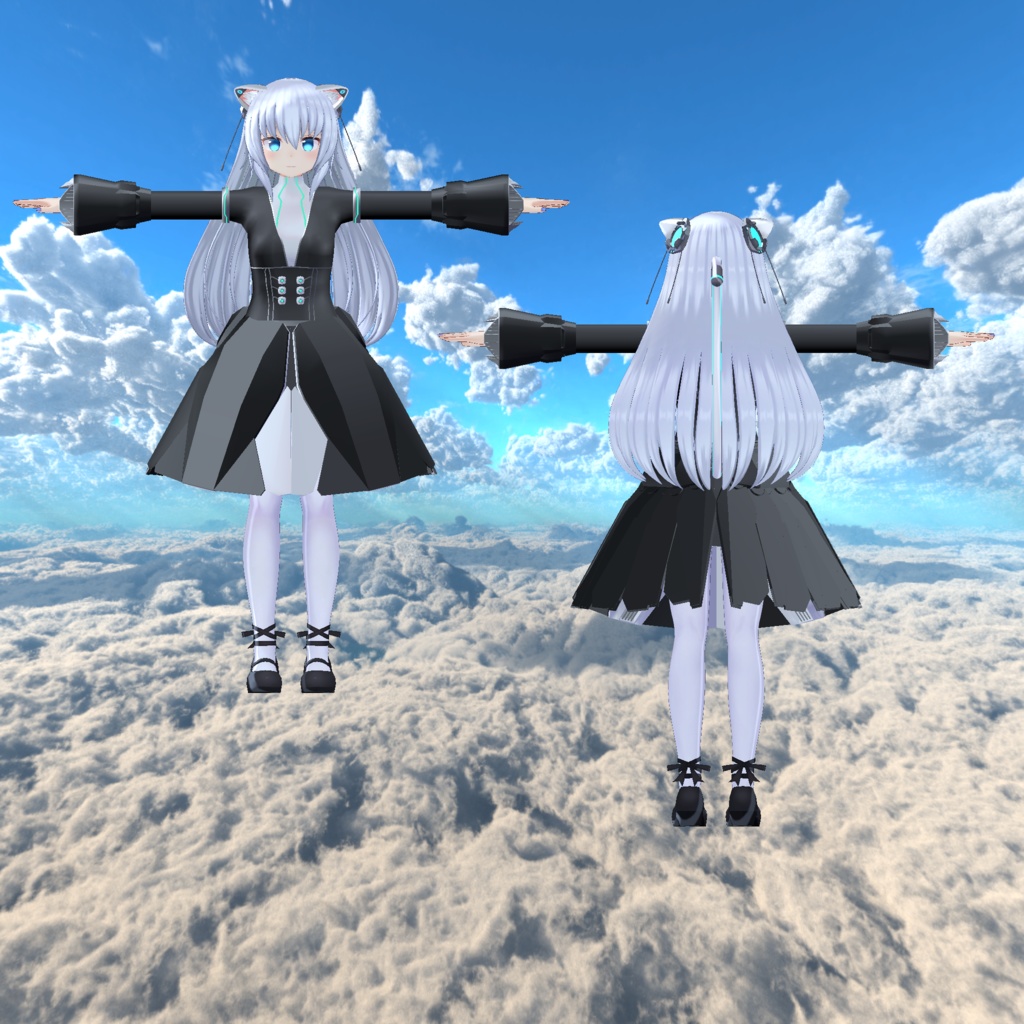 【VRC想定】【ますきゃっと向け】空戦型改造バトルドレス「BulletDress」&偽装型小口径レールキャノン「AttackCase」