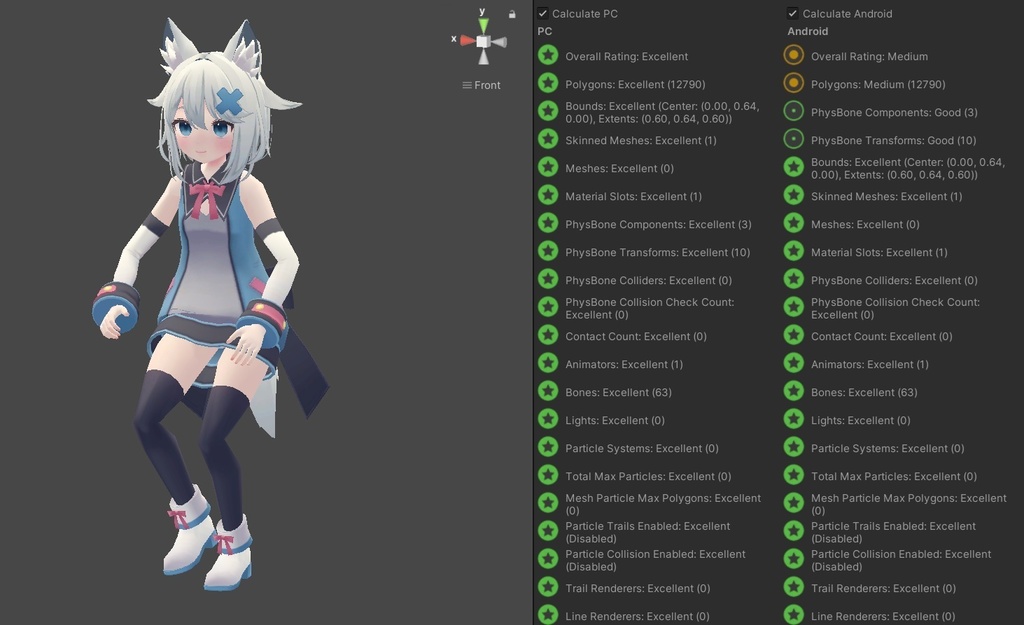【無料】【VRChat想定】【Quest対応】ミントちゃんQuest Medium Prefab
