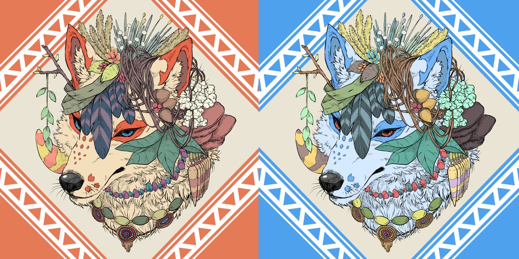 民族風おおかみカバー