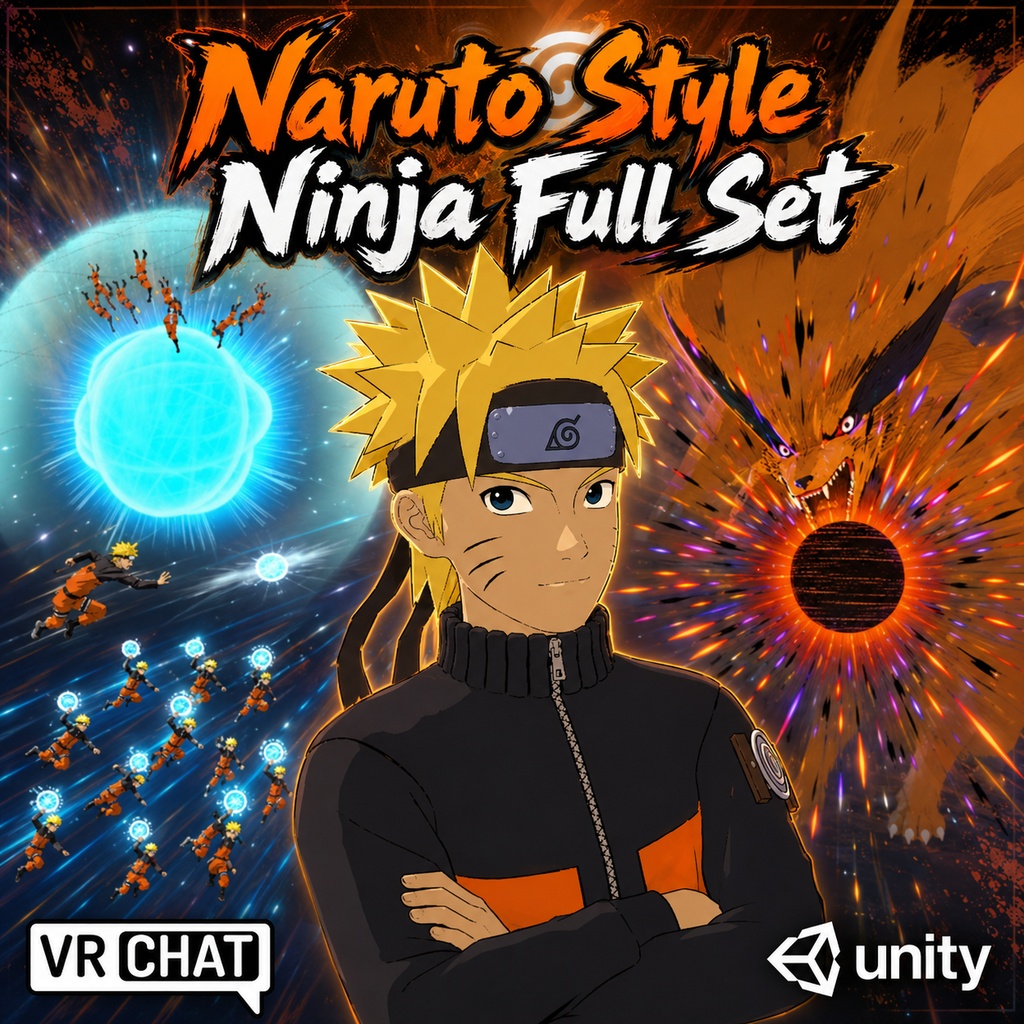 [VRChat] Naruto Style Ninja Full Set (3D Model & VFX & Animation + Motion) 🌀
