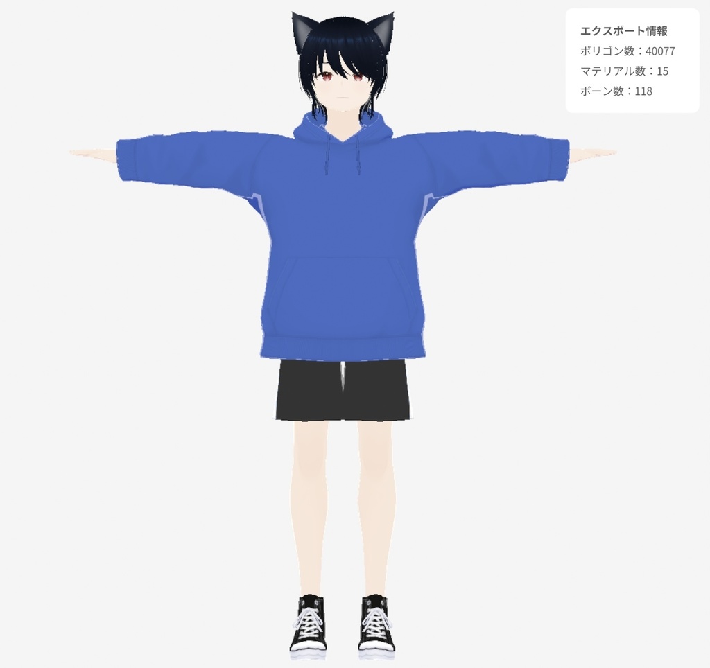 オリジナル3Dモデル-藍-/ケモ耳ver.