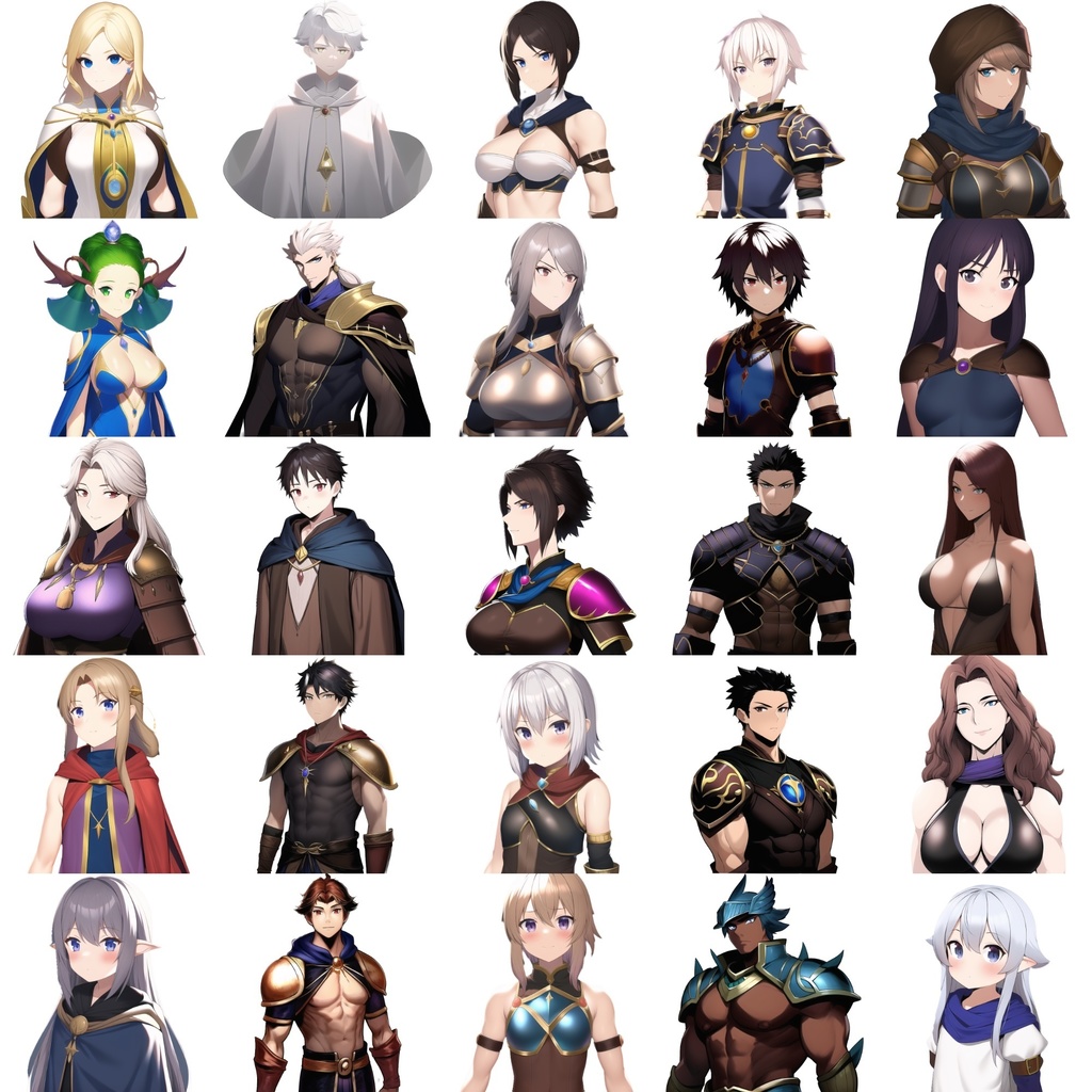 【職業別キャラクター立ち絵1】著作権フリーの高解像度画像素材(100枚)