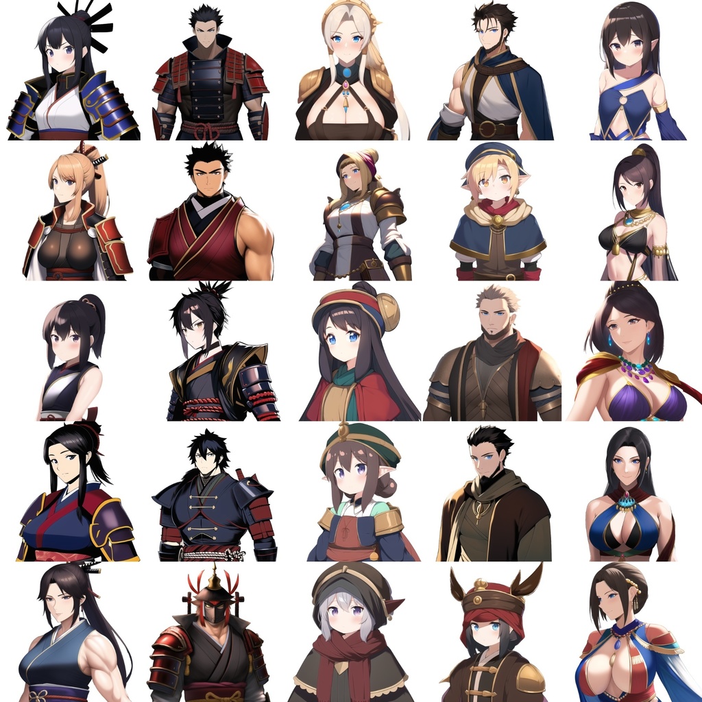 【職業別キャラクター立ち絵1】著作権フリーの高解像度画像素材(100枚)