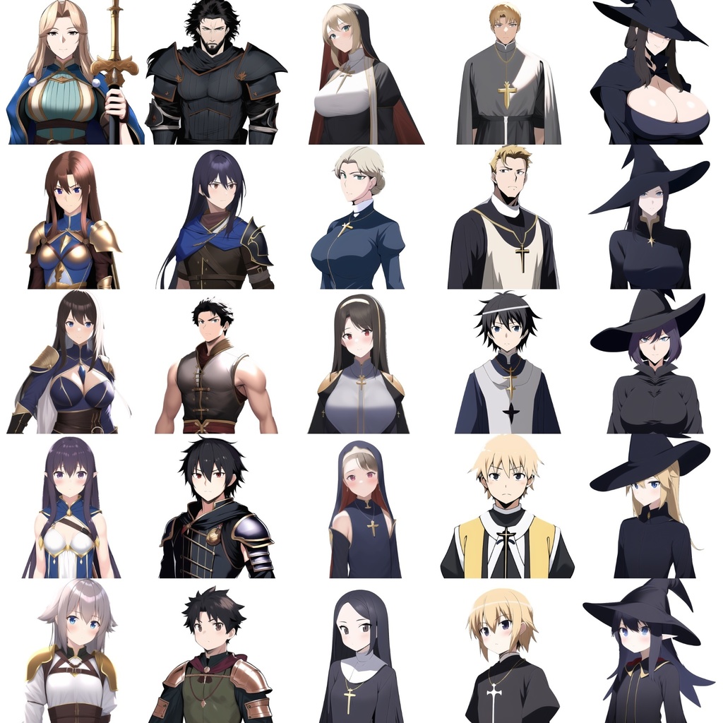 【職業別キャラクター立ち絵2】著作権フリーの高解像度画像素材(100枚)