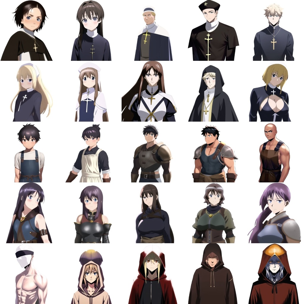 【職業別キャラクター立ち絵3】著作権フリーの高解像度画像素材(100枚)