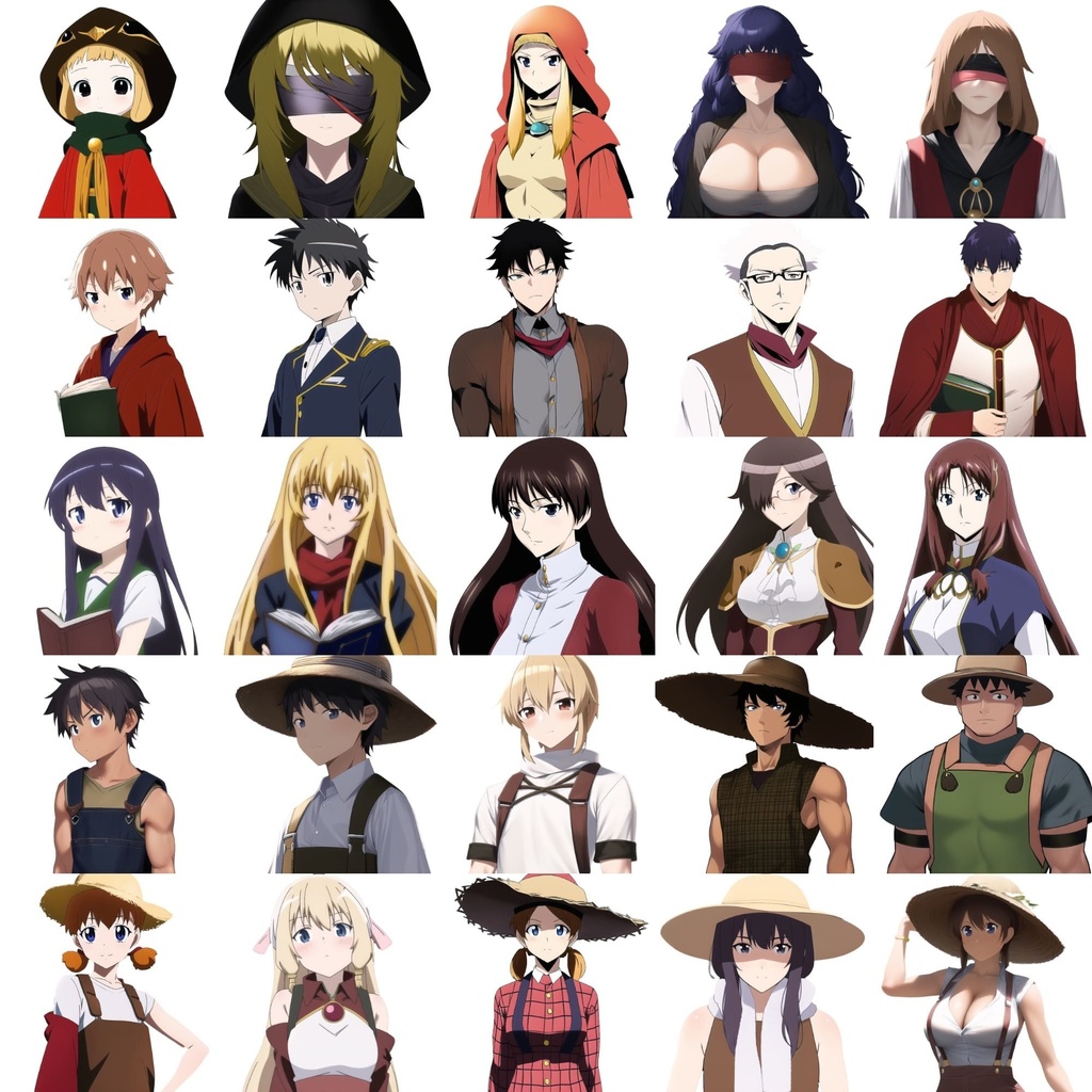 【職業別キャラクター立ち絵3】著作権フリーの高解像度画像素材(100枚)