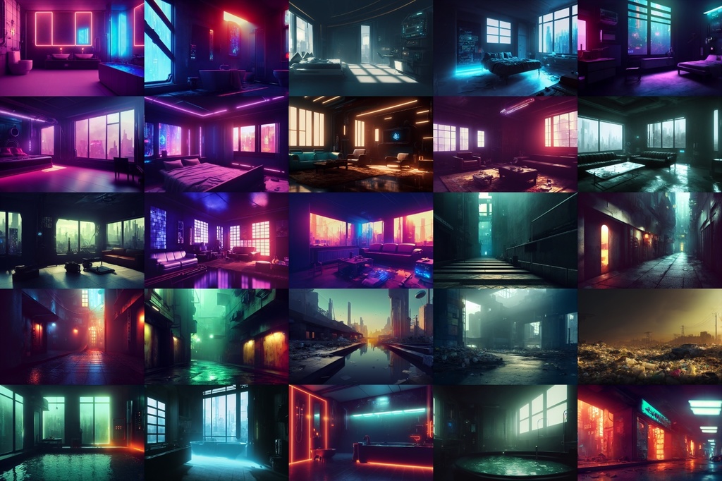 【サイバーパンク、SF系背景】著作権フリーの高解像度画像(100枚)