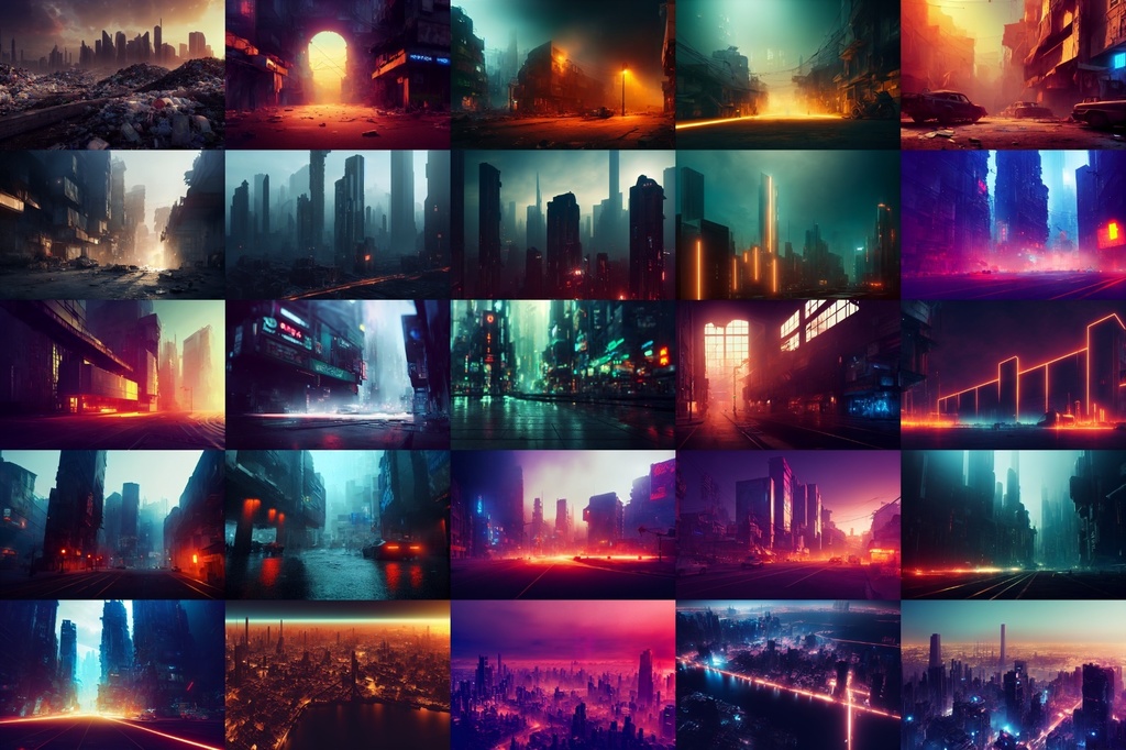 【サイバーパンク、SF系背景】著作権フリーの高解像度画像(100枚)