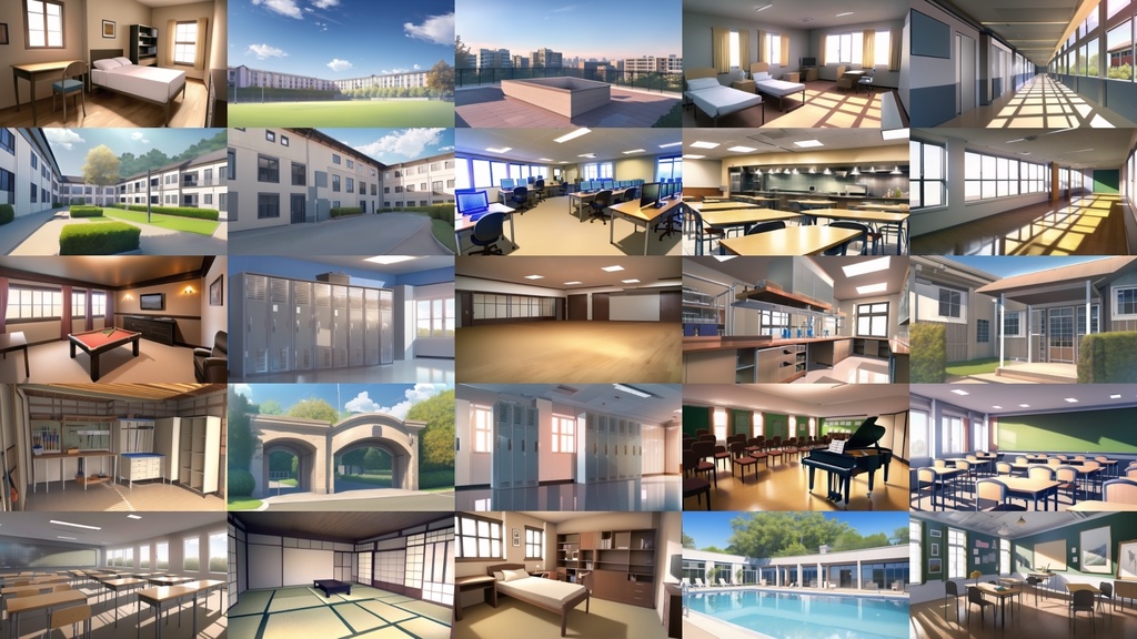 【アニメ調の学校や学園系背景】著作権フリーの高解像度画像(100枚)